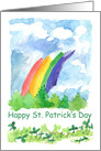 Happy St. Patrick’s Day Rainbow Clover Watercolor Art card