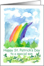 Happy St. Patrick’s Day Son Rainbow Clover Watercolor Art card