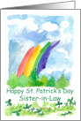 Happy St. Patrick’s Day Sister in Law Rainbow Clover Watercolor card