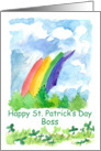 Happy St. Patrick’s Day Boss Rainbow Clover Watercolor card