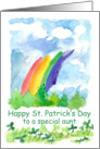 Happy St. Patrick’s Day Aunt Rainbow Clover Watercolor card