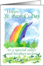 Happy St. Patrick’s Day Sister and Brother in Law Rainbow Clover Watercolor card