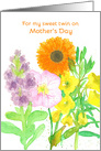 For My Sweet Twin On Mother’s Day Orange Gerbera card