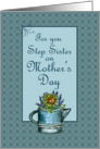 Happy Mother’s Day Step Sister Flower Bouquet Watercolor Art card