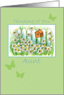 Thinking of You Aunt Daisy Garden Birdhouse Butterflies card