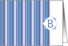 Monogram Letter B Blank Card Blue Gray Stripe card