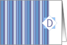 Monogram Letter D Blank Card Blue Gray Stripe card