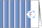 Monogram Letter F Blank Card Blue Gray Stripe card