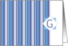 Monogram Letter G Blank Card Blue Gray Stripe card