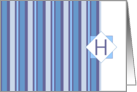 Monogram Letter H Blank Card Blue Gray Stripe card