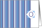 Monogram Letter O Blank Card Blue Gray Stripe card