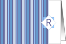 Monogram Letter R Blank Card Blue Gray Stripe card