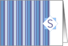 Monogram Letter S Blank Card Blue Gray Stripe card