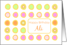 Happy Birthday Ali Bright Flowers Colorful Polka Dots card
