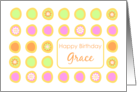 Happy Birthday Grace Bright Flowers Colorful Polka Dots card