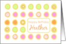 Happy Birthday Heather Bright Flowers Colorful Polka Dots card