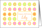 Happy Birthday Lily Bright Flowers Colorful Polka Dots card