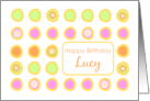 Happy Birthday Lucy Bright Flowers Colorful Polka Dots card