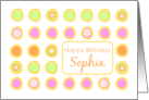 Happy Birthday Sophia Bright Flowers Colorful Polka Dots card
