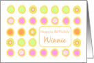 Happy Birthday Winnie Bright Flowers Colorful Polka Dots card