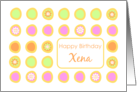 Happy Birthday Xena Bright Flowers Colorful Polka Dots card