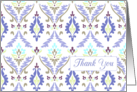 Thank You Lavender Damask Pattern Blank card