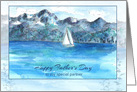 Happy Father’s Day Partner Sailing Mountain Lake Watercolor card
