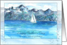 Happy Father’s Day Godfather Sailing Mountain Lake Watercolor card