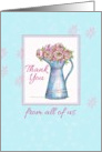 Thank You From All of Us Rose Bouquet Vintage Pitcher Illustration card