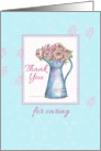 Thank You For Caring Rose Bouquet Vintage Pitcher Illustration card