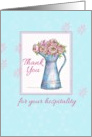 Thank You For Your Hospitality Rose Bouquet Vintage Pitcher Illustration card