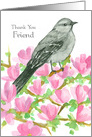 Thank You Friend Mockingbird Magnolia Flowers card