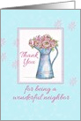 Thank You Neighbor Rose Bouquet Vintage Pitcher card