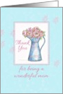 Thank You Mom Rose Bouquet Vintage Pitcher Illustration card