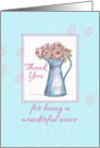 Thank You Niece Rose Bouquet Vintage Pitcher Illustration card