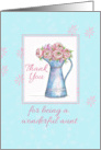 Thank You Aunt Rose Bouquet Vintage Pitcher Illustration card