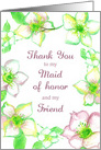 Thank You Maid of Honor Wedding White Roses card