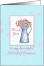 Thank You Maid of Honour Rose Bouquet Vintage Pitcher Illustration card