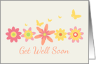 Get Well Soon Orange Flowers Yellow Butterflies card