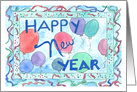 Happy New Year Balloons Confetti Watercolor card