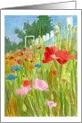 Happy Birthday Friend Red Pink Poppy Flowers Watercolor Painting card