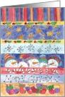 Whimsical Merry Christmas Snowman Snowflakes Stockings card