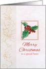 Merry Christmas Sister Holly Botanical Watercolor Illustration card