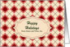 Happy Holidays Argyle Vintage Kitchen Pattern Custom card