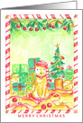 Merry Christmas Pet Cats Holiday Tree Presents card