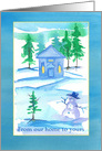 From Our Home To Yours Christmas Country Cottage Snowman card