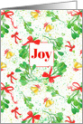 Joy Merry Christmas Mistletoe Ribbons card
