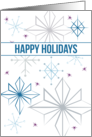 Happy Holidays Christmas Business White Blue Snowflakes card