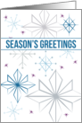 Season’s Greetings Christmas White Blue Snowflakes card