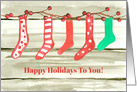 Happy Holidays To You Christmas Stockings card